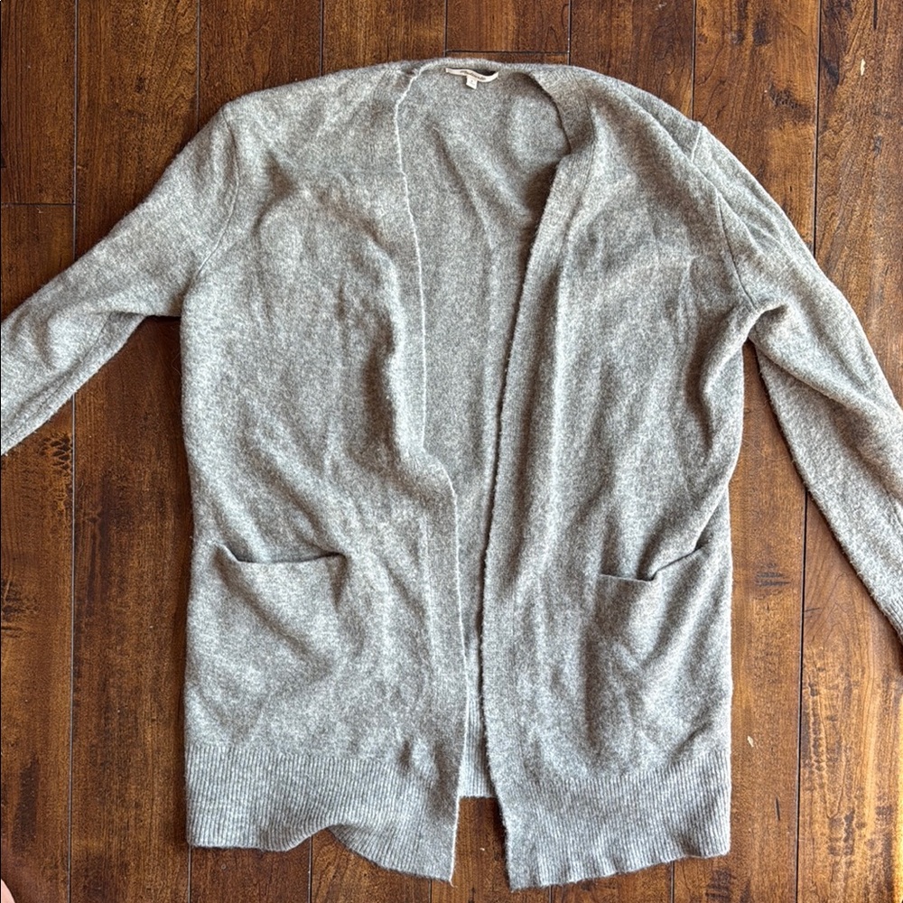 Madewell Light Heather Gray Open-Front Pocket Cardigan